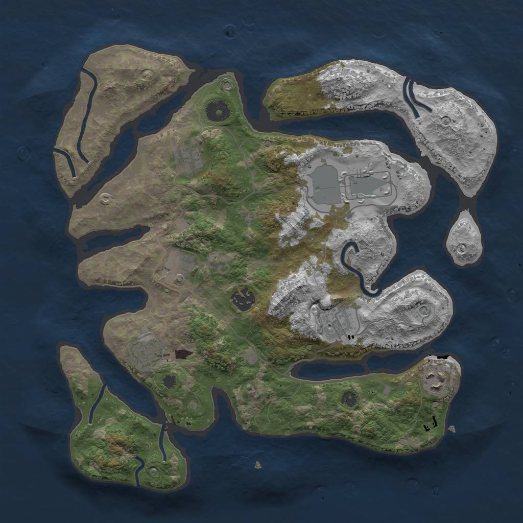 Rust Map: Procedural Map, Size: 3500, Seed: 1101606545, 10 Monuments