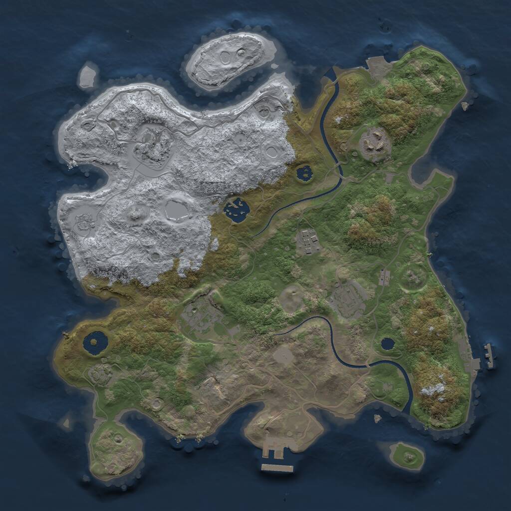 Rust Map: Procedural Map, Size: 3250, Seed: 2721, 12 Monuments