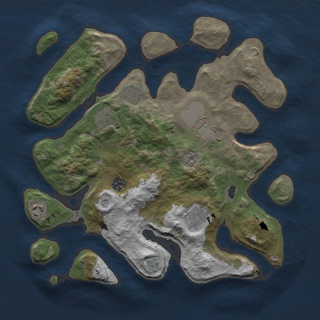 Rust Map: Barren, Size: 3500, Seed: 846180955, 10 Monuments