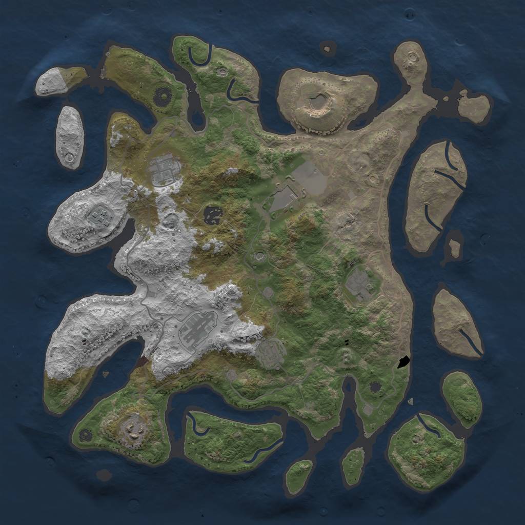 Rust Map: Procedural Map, Size: 4000, Seed: 1980416464, 12 Monuments