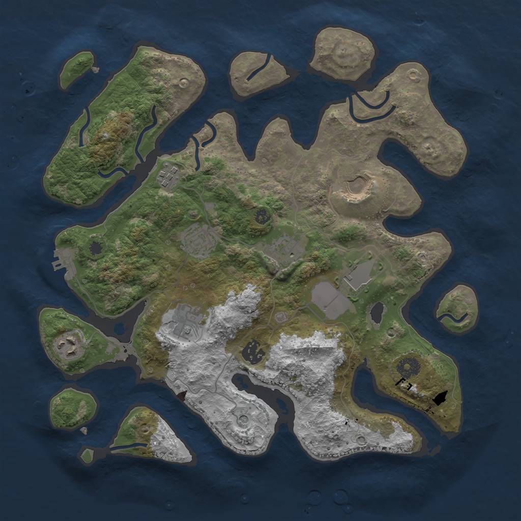 Rust Map: Procedural Map, Size: 3500, Seed: 846180955, 12 Monuments