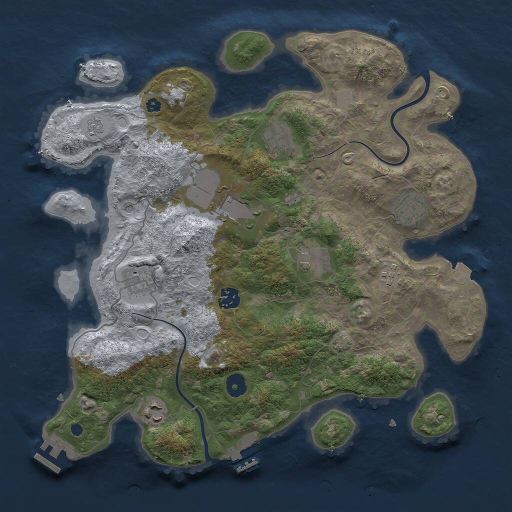 Rust Map: Procedural Map, Size: 3500, Seed: 20334, 14 Monuments