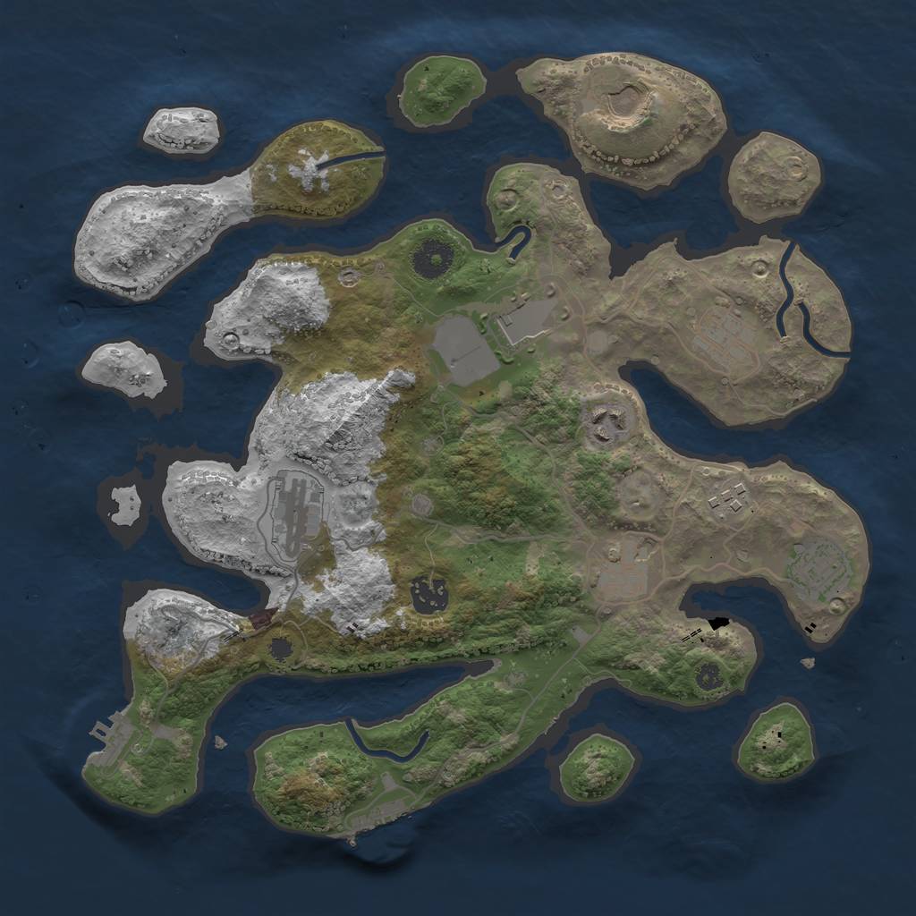 Rust Map: Procedural Map, Size: 3500, Seed: 20334, 13 Monuments