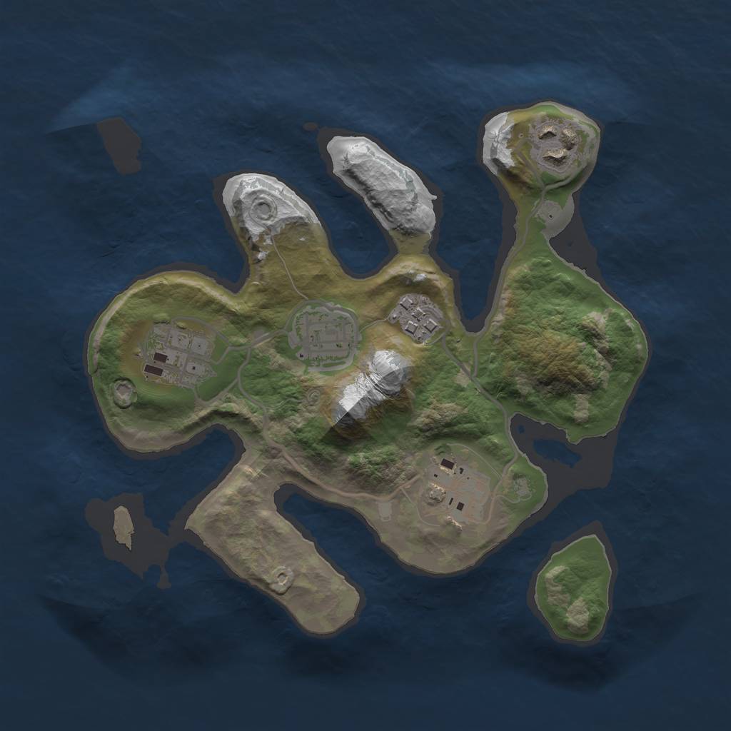 Rust Map: Barren, Size: 2500, Seed: 1234, 7 Monuments