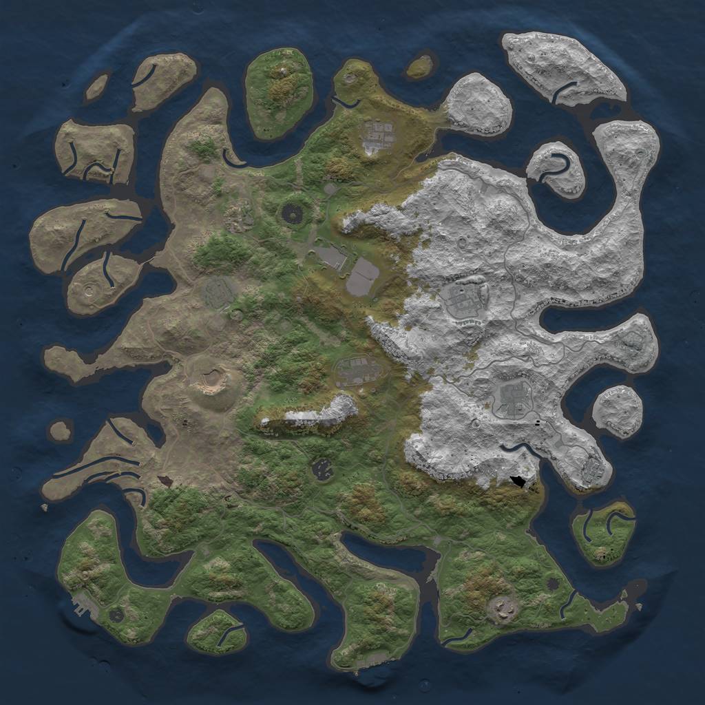 Rust Map: Procedural Map, Size: 5000, Seed: 4646885, 16 Monuments