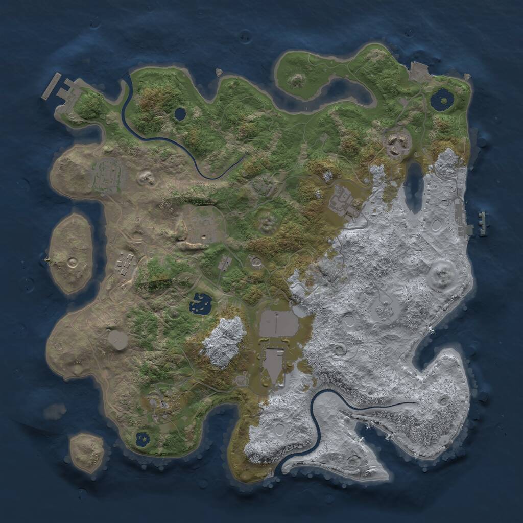Rust Map: Procedural Map, Size: 3500, Seed: 457451, 14 Monuments