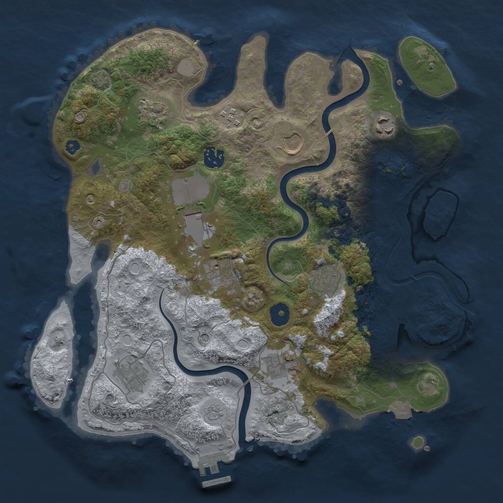 Rust Map: Procedural Map, Size: 3500, Seed: 124578753, 15 Monuments