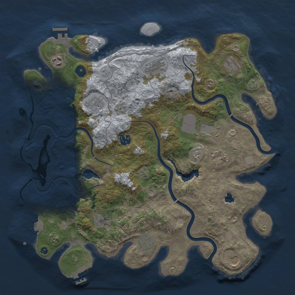 Rust Map: Procedural Map, Size: 4000, Seed: 701066863, 17 Monuments