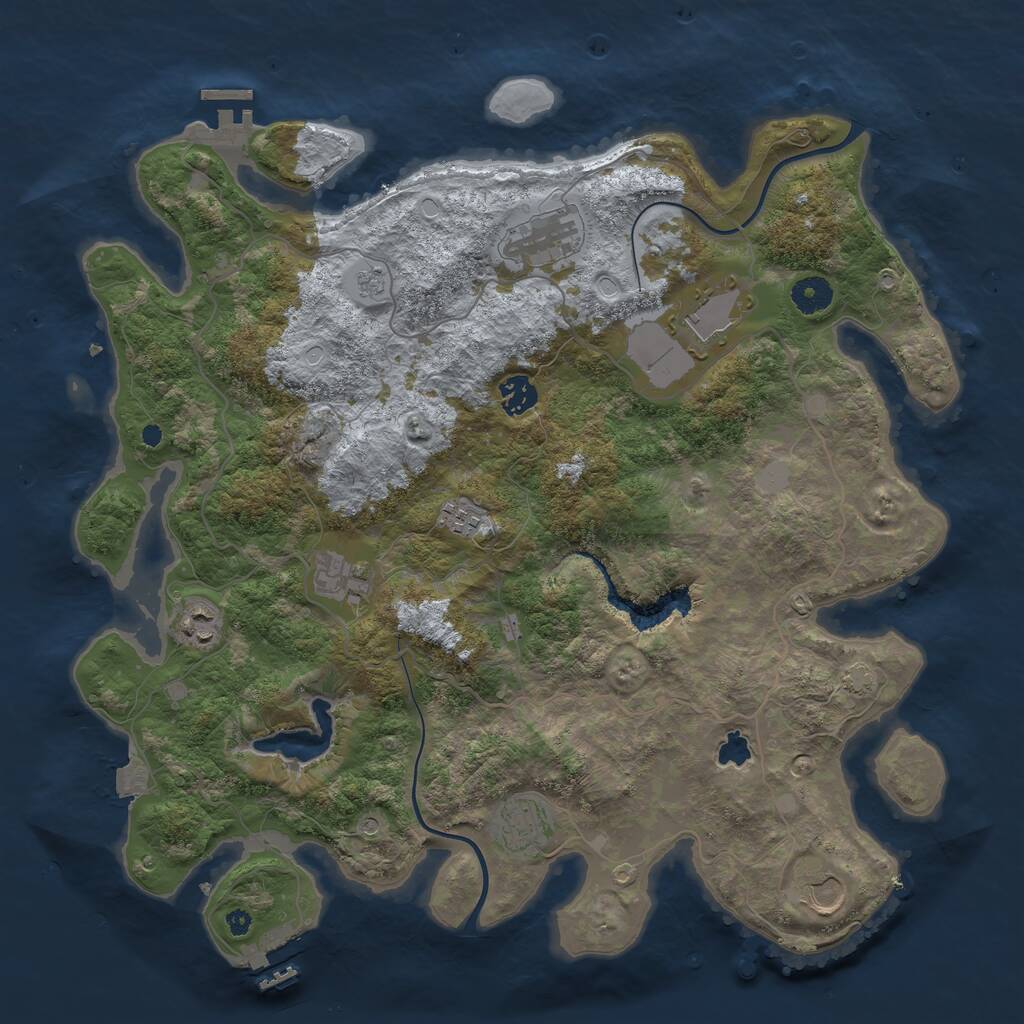 Rust Map: Procedural Map, Size: 4000, Seed: 701066863, 14 Monuments