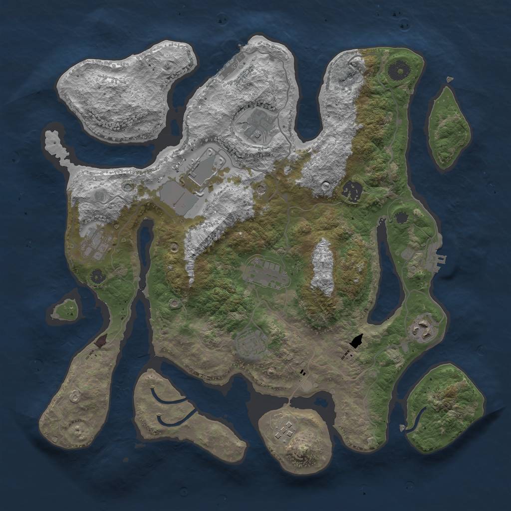 Rust Map: Procedural Map, Size: 3700, Seed: 1339296961, 13 Monuments