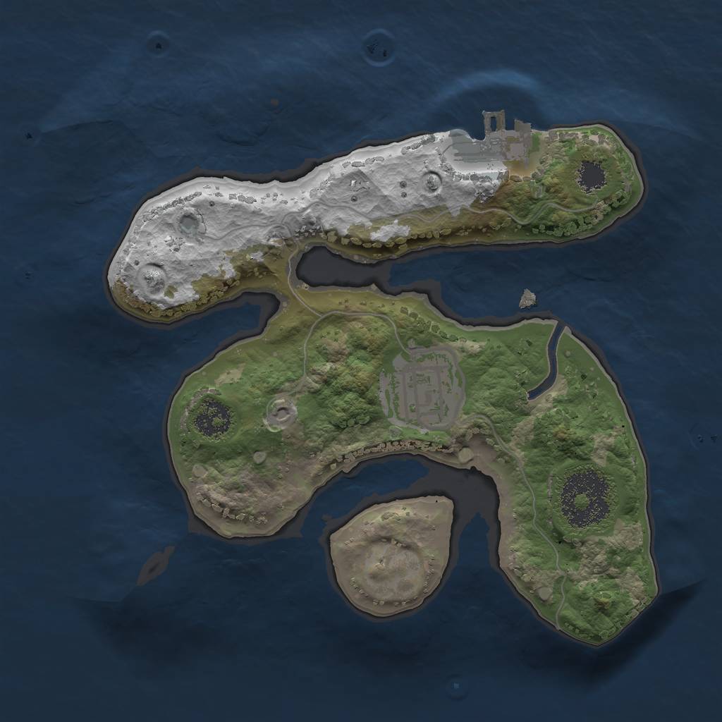 Rust Map: Procedural Map, Size: 2000, Seed: 3783, 4 Monuments