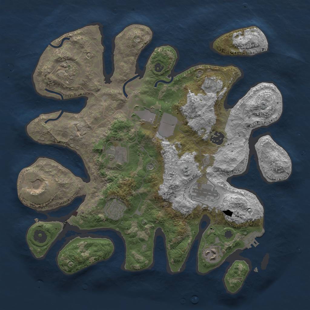 Rust Map: Procedural Map, Size: 3500, Seed: 53424519, 12 Monuments