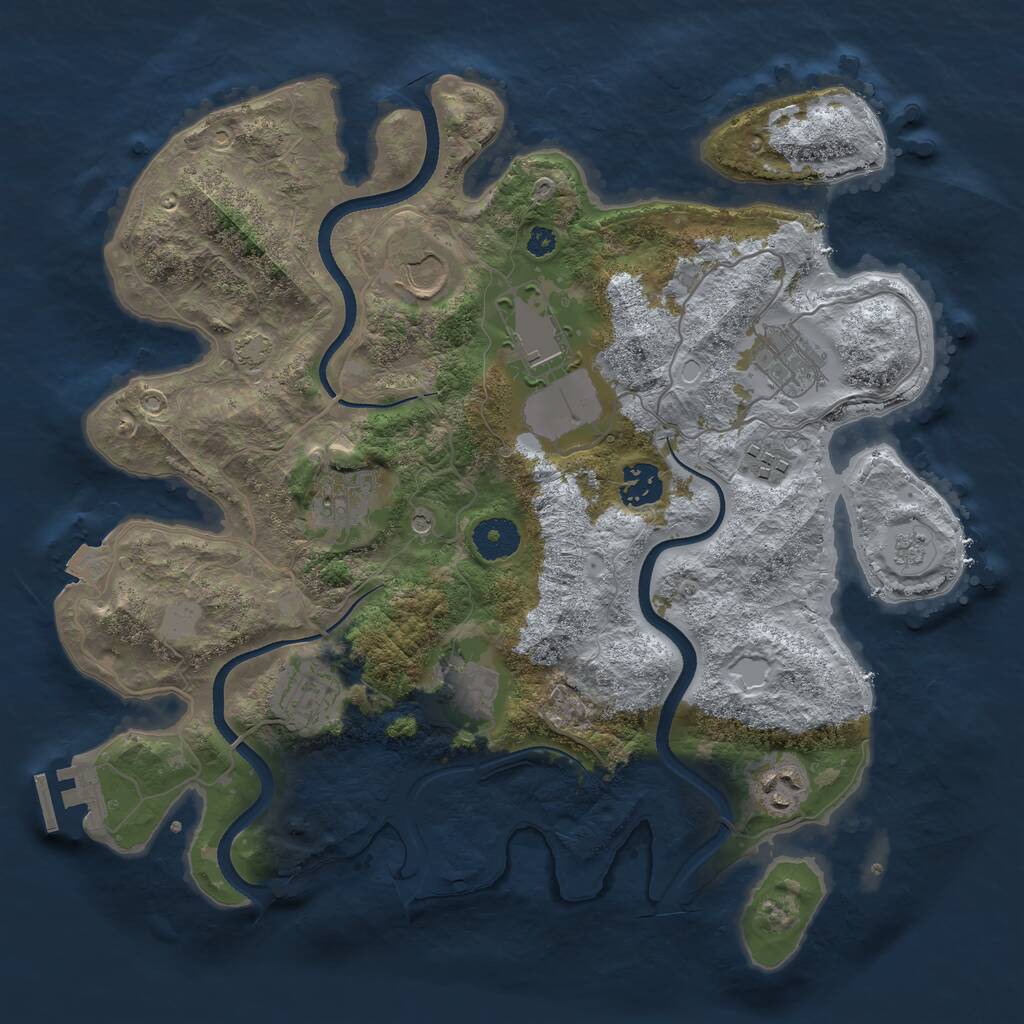 Rust Map: Procedural Map, Size: 3500, Seed: 53424519, 14 Monuments