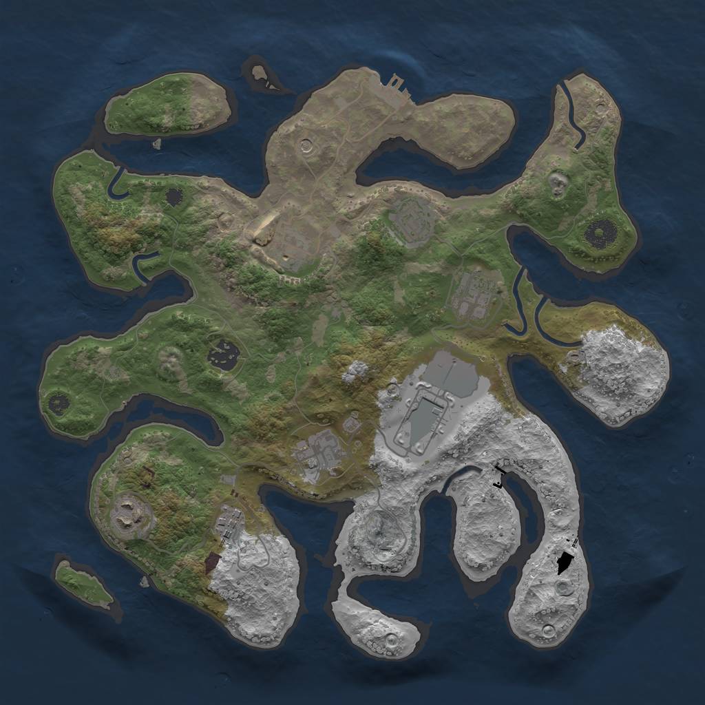 Rust Map: Procedural Map, Size: 3500, Seed: 3435, 12 Monuments