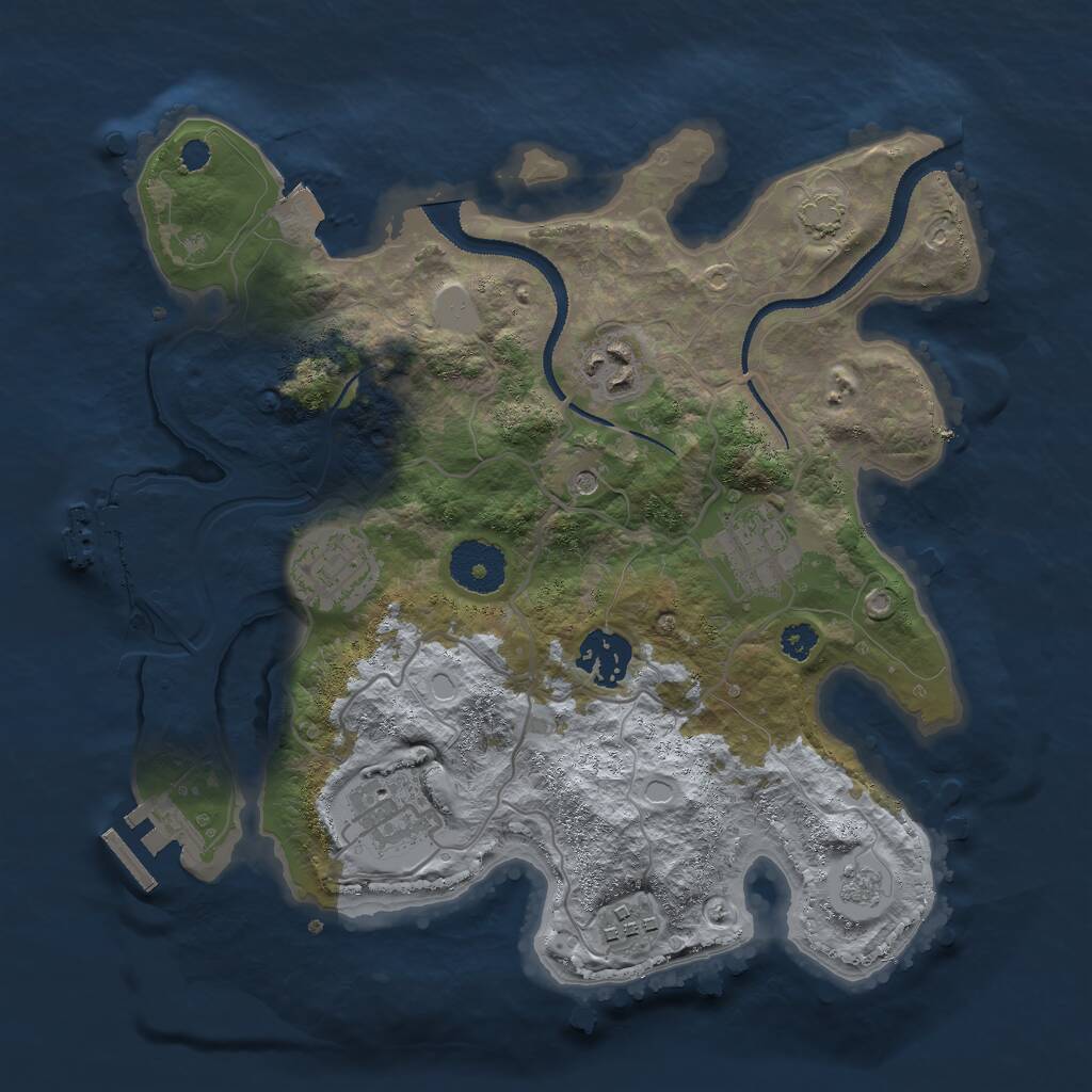 Rust Map: Procedural Map, Size: 3000, Seed: 689637725, 12 Monuments