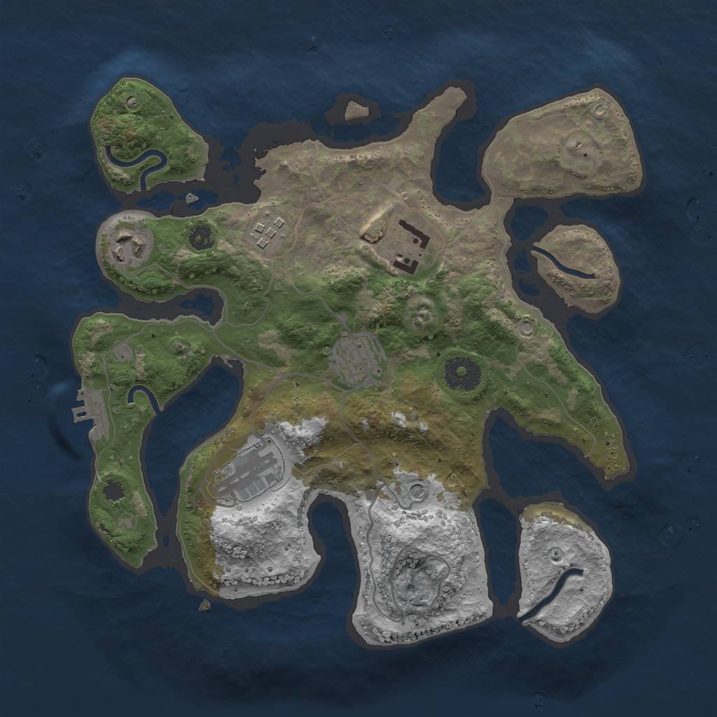 Rust Map: Procedural Map, Size: 3000, Seed: 689637725, 9 Monuments