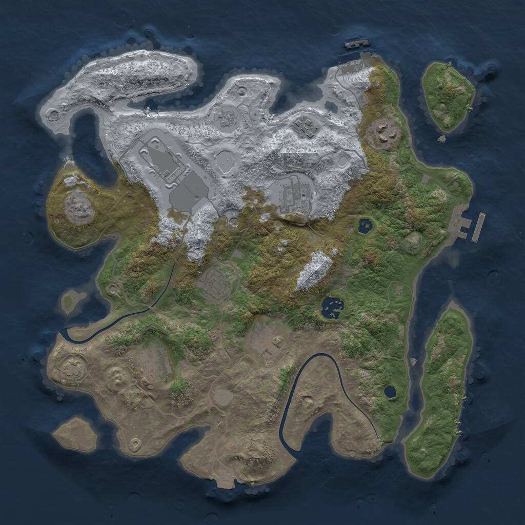 Rust Map: Procedural Map, Size: 3500, Seed: 656471, 14 Monuments