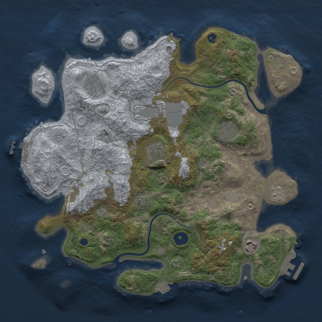 Rust Map: Procedural Map, Size: 3500, Seed: 238277765, 12 Monuments