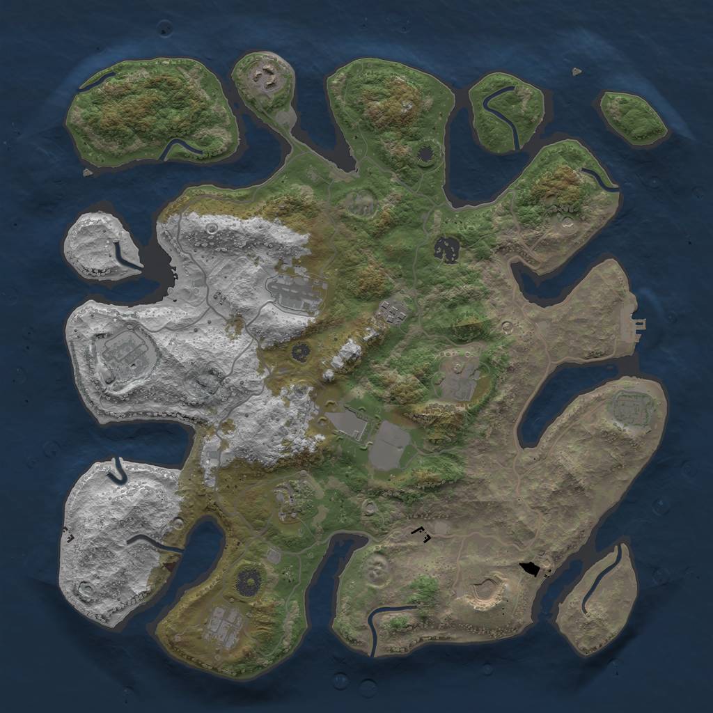 Rust Map: Procedural Map, Size: 4000, Seed: 2091092080, 15 Monuments