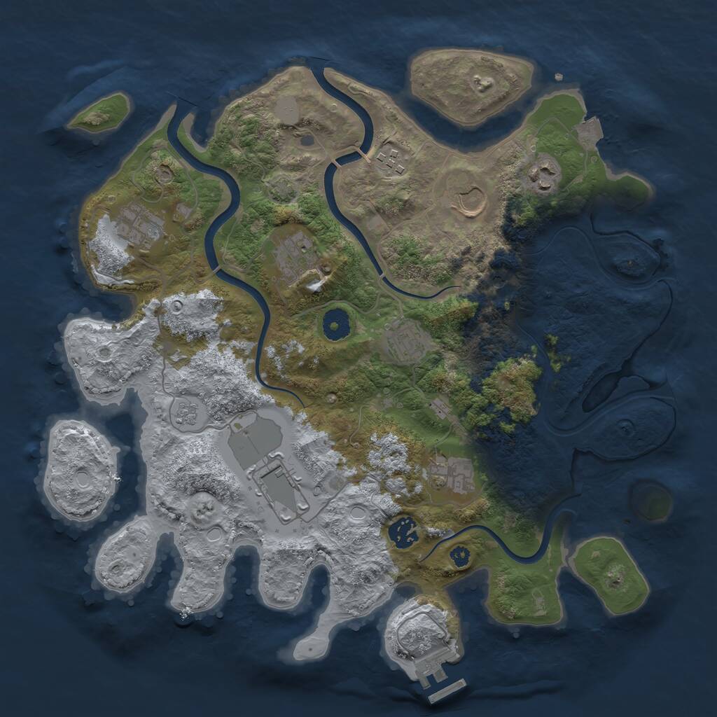 Rust Map: Procedural Map, Size: 3600, Seed: 717499819, 14 Monuments