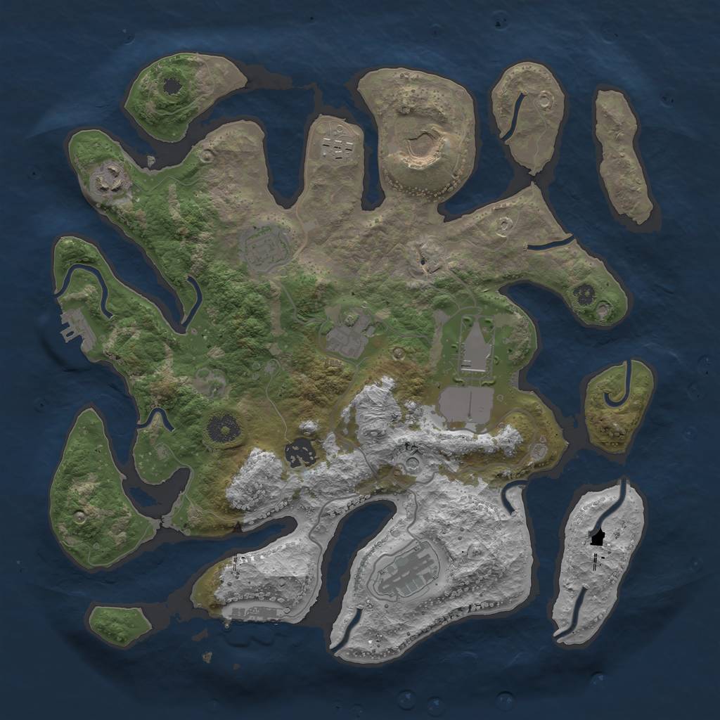 Rust Map: Procedural Map, Size: 3500, Seed: 2064327488, 13 Monuments