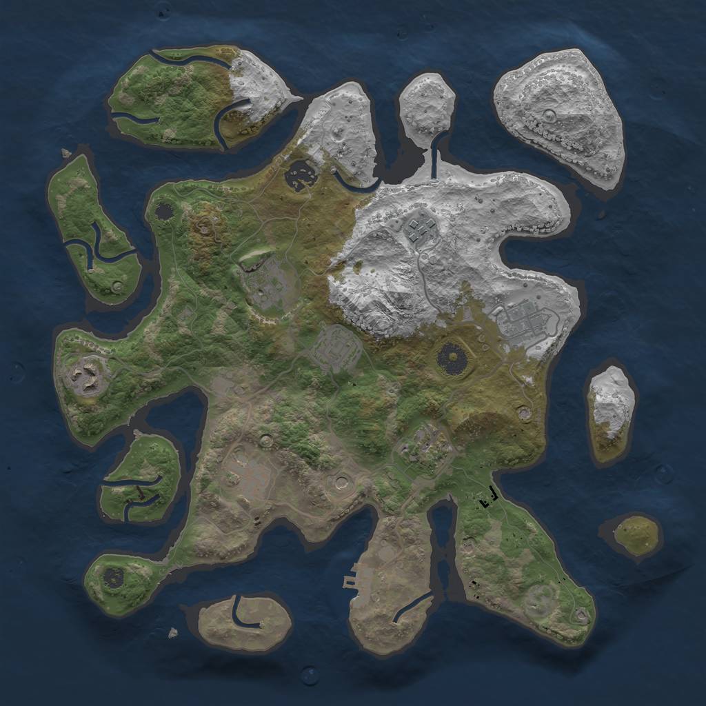 Rust Map: Procedural Map, Size: 3498, Seed: 3767365, 12 Monuments