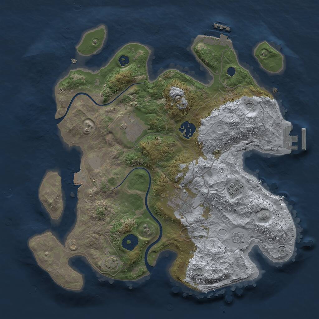 Rust Map: Procedural Map, Size: 3000, Seed: 1639972878, 10 Monuments