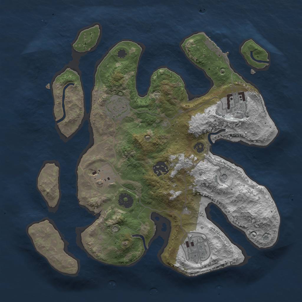 Rust Map: Procedural Map, Size: 3000, Seed: 1639972878, 9 Monuments