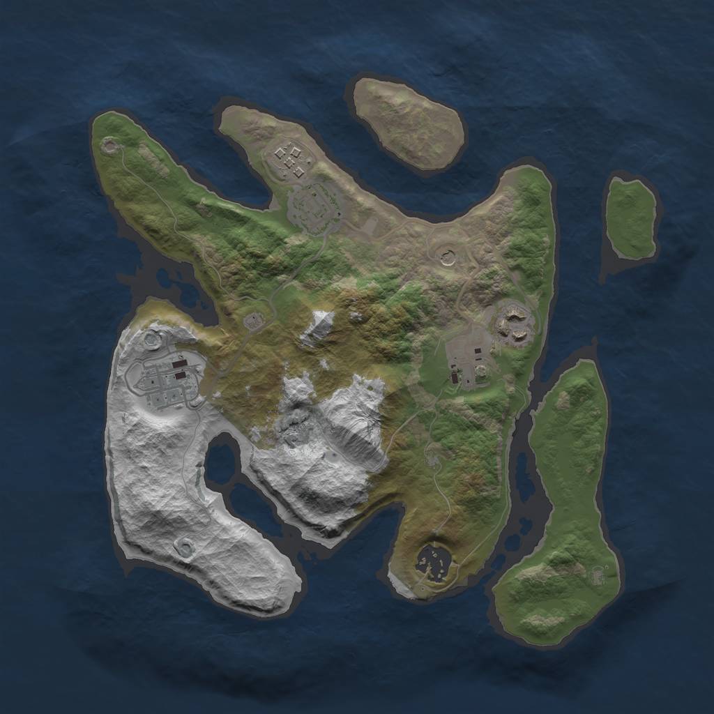 Rust Map: Barren, Size: 3000, Seed: 13101, 9 Monuments