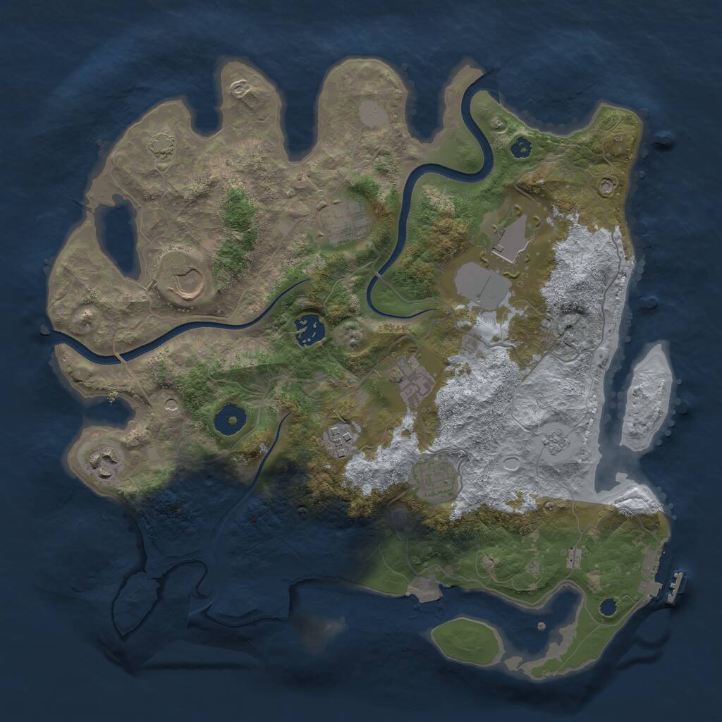 Rust Map: Procedural Map, Size: 3500, Seed: 1112144401, 13 Monuments