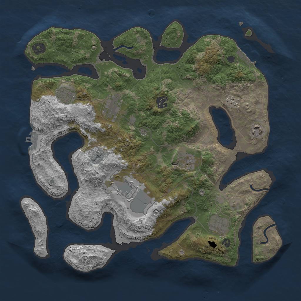 Rust Map: Procedural Map, Size: 3600, Seed: 888598168, 13 Monuments