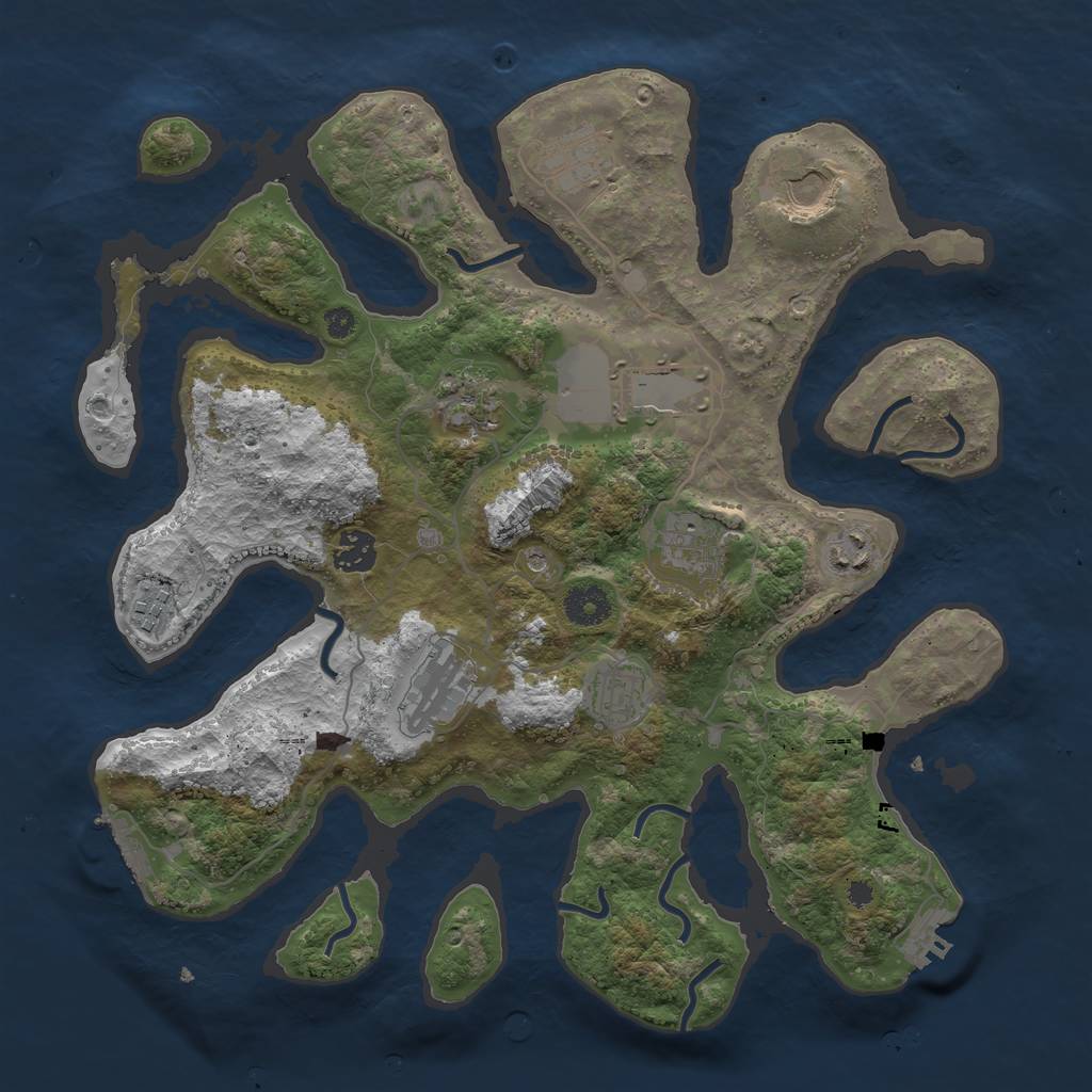 Rust Map: Procedural Map, Size: 3700, Seed: 1929442436, 15 Monuments