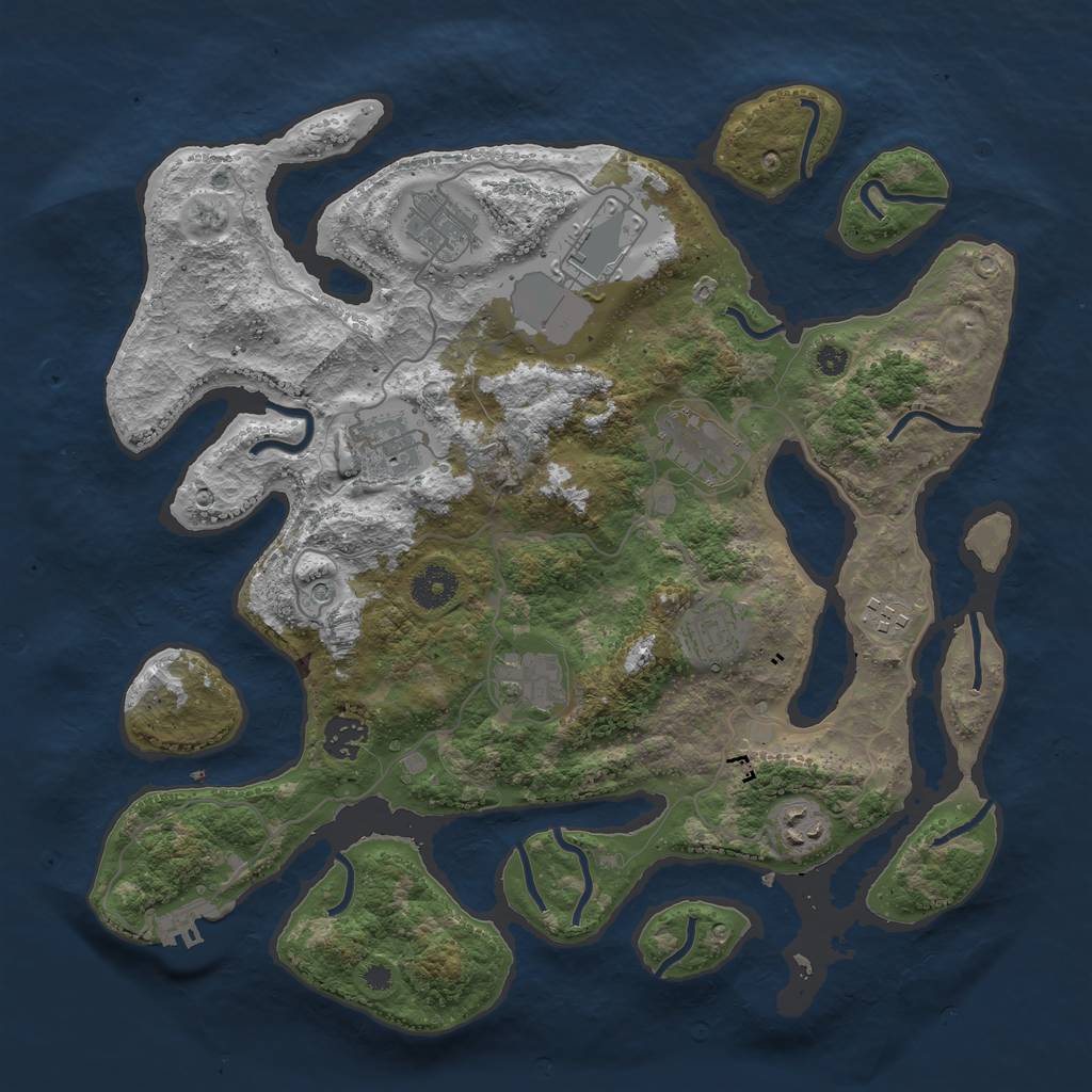 Rust Map: Procedural Map, Size: 3700, Seed: 3123124, 13 Monuments