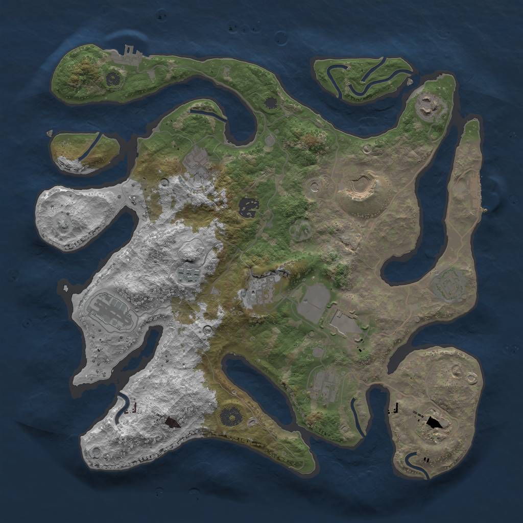 Rust Map: Procedural Map, Size: 3750, Seed: 1763446306, 16 Monuments