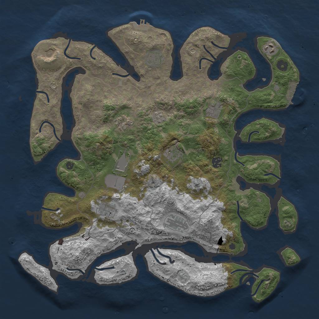 Rust Map: Procedural Map, Size: 4300, Seed: 1416420079, 16 Monuments