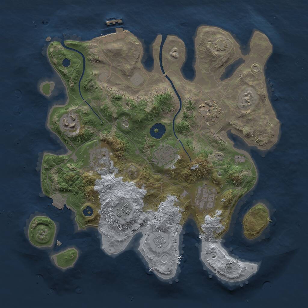 Rust Map: Procedural Map, Size: 3000, Seed: 1927333566, 11 Monuments