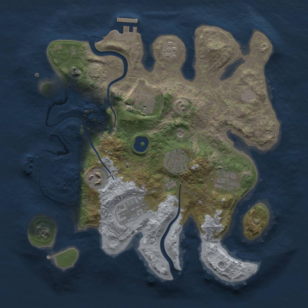 Rust Map: Procedural Map, Size: 3000, Seed: 1927333566, 11 Monuments