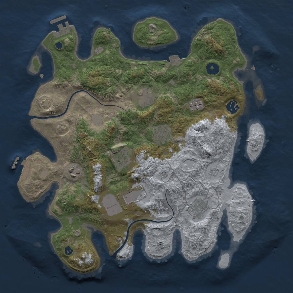 Rust Map: Procedural Map, Size: 3500, Seed: 745173790, 14 Monuments