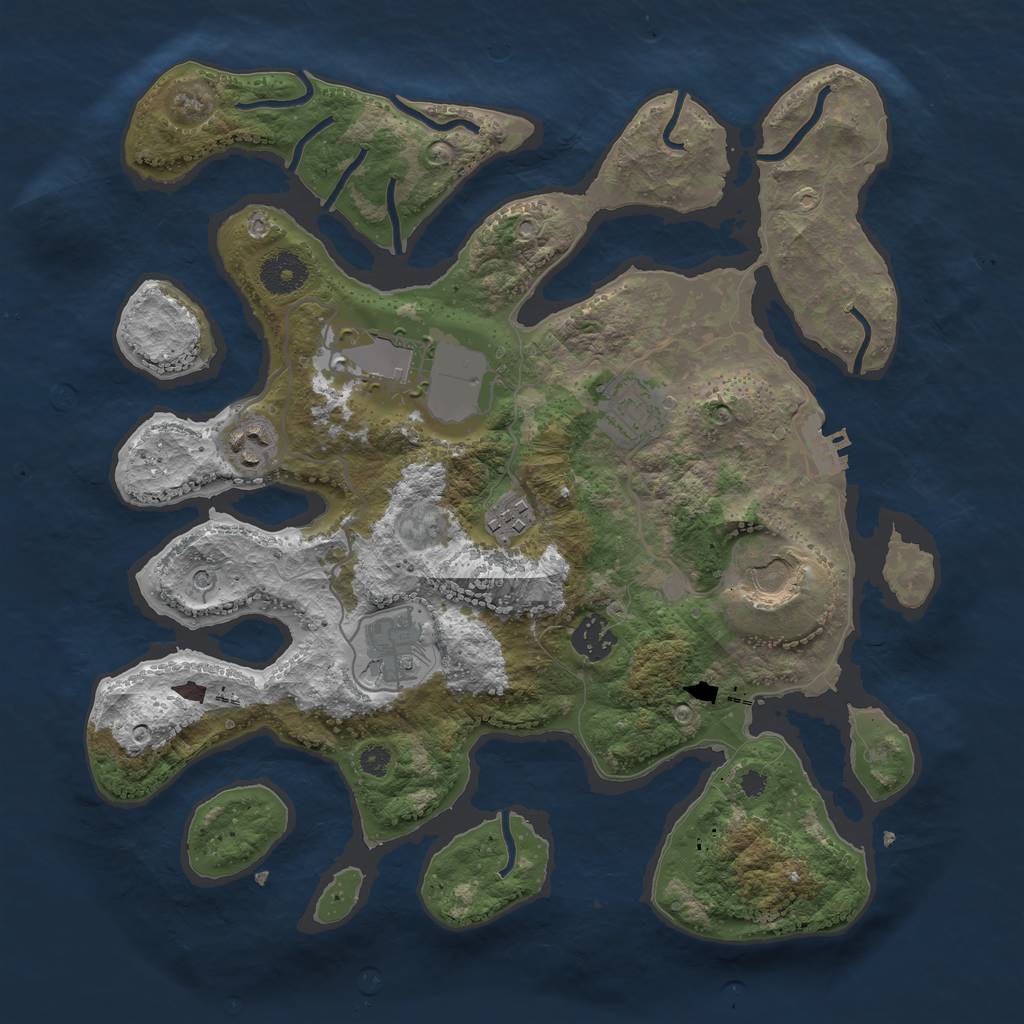 Rust Map: Procedural Map, Size: 3500, Seed: 17344, 11 Monuments