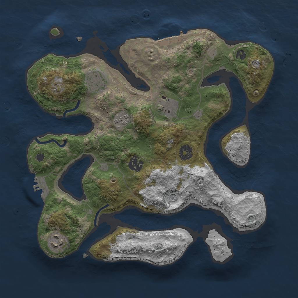 Rust Map: Procedural Map, Size: 3000, Seed: 1225666148, 10 Monuments