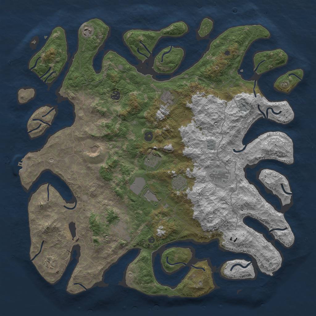 Rust Map: Procedural Map, Size: 5000, Seed: 25499, 15 Monuments