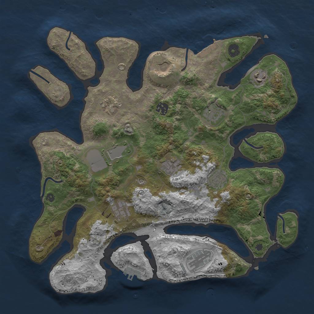 Rust Map: Procedural Map, Size: 3750, Seed: 1229958144, 15 Monuments