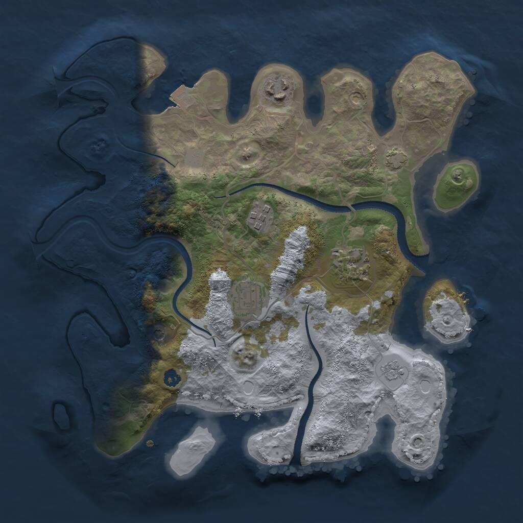 Rust Map: Procedural Map, Size: 3000, Seed: 126522683, 8 Monuments