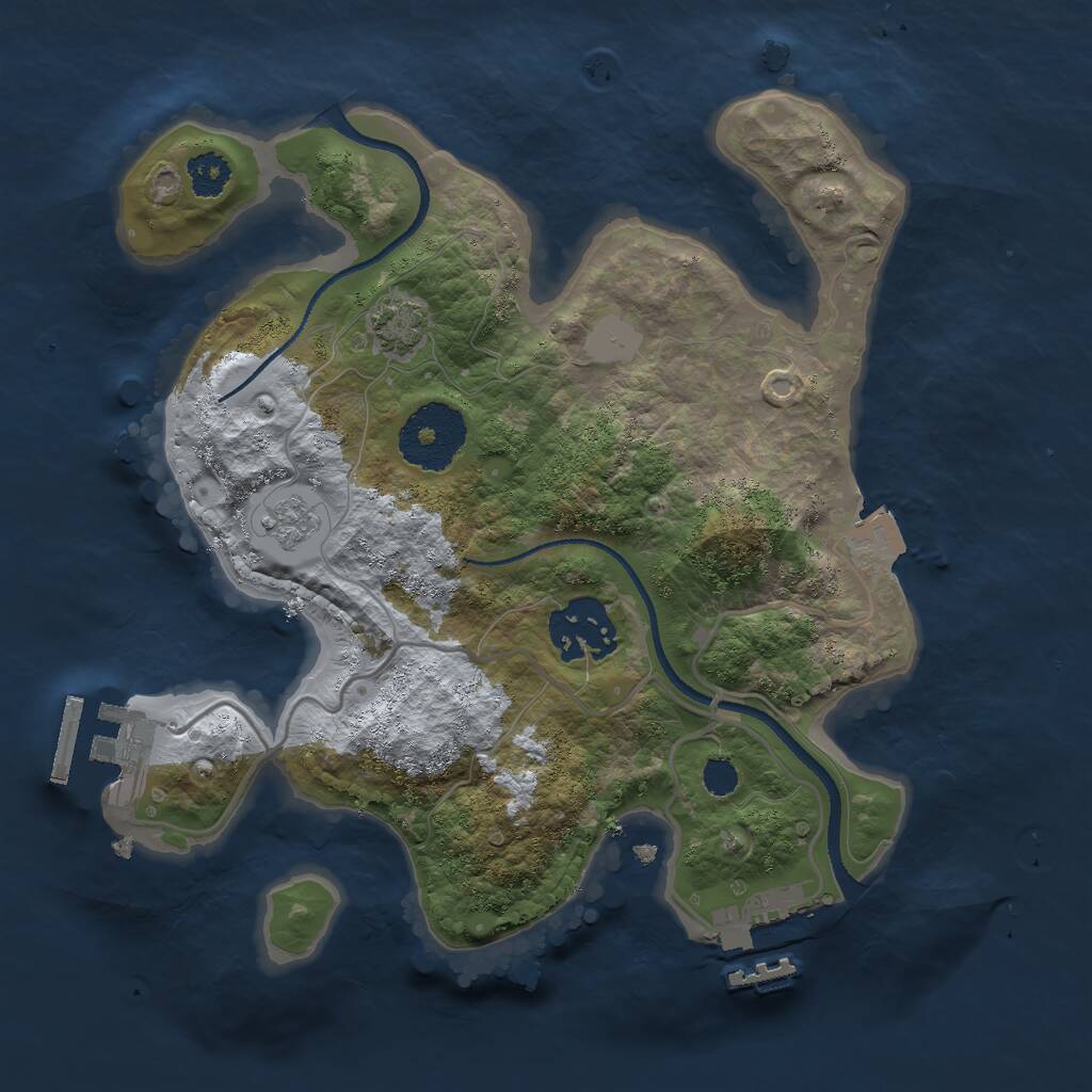 Rust Map: Procedural Map, Size: 2500, Seed: 23391007, 6 Monuments