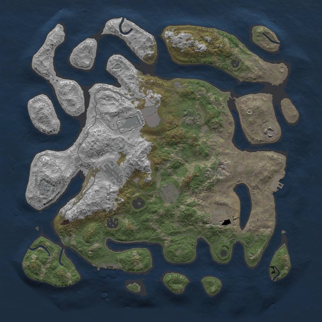 Rust Map: Procedural Map, Size: 4000, Seed: 73514, 12 Monuments