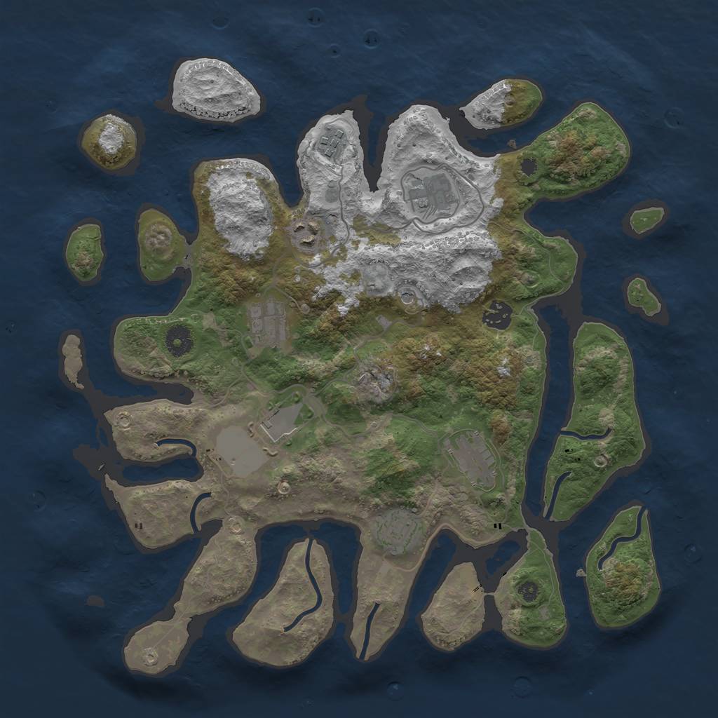 Rust Map: Procedural Map, Size: 3700, Seed: 109829105, 11 Monuments