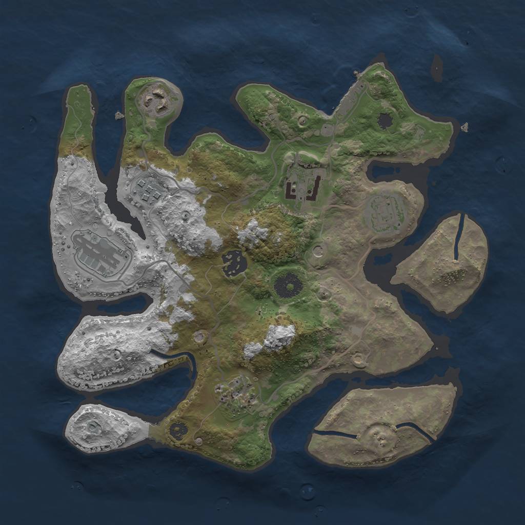 Rust Map: Procedural Map, Size: 3000, Seed: 744494026, 11 Monuments