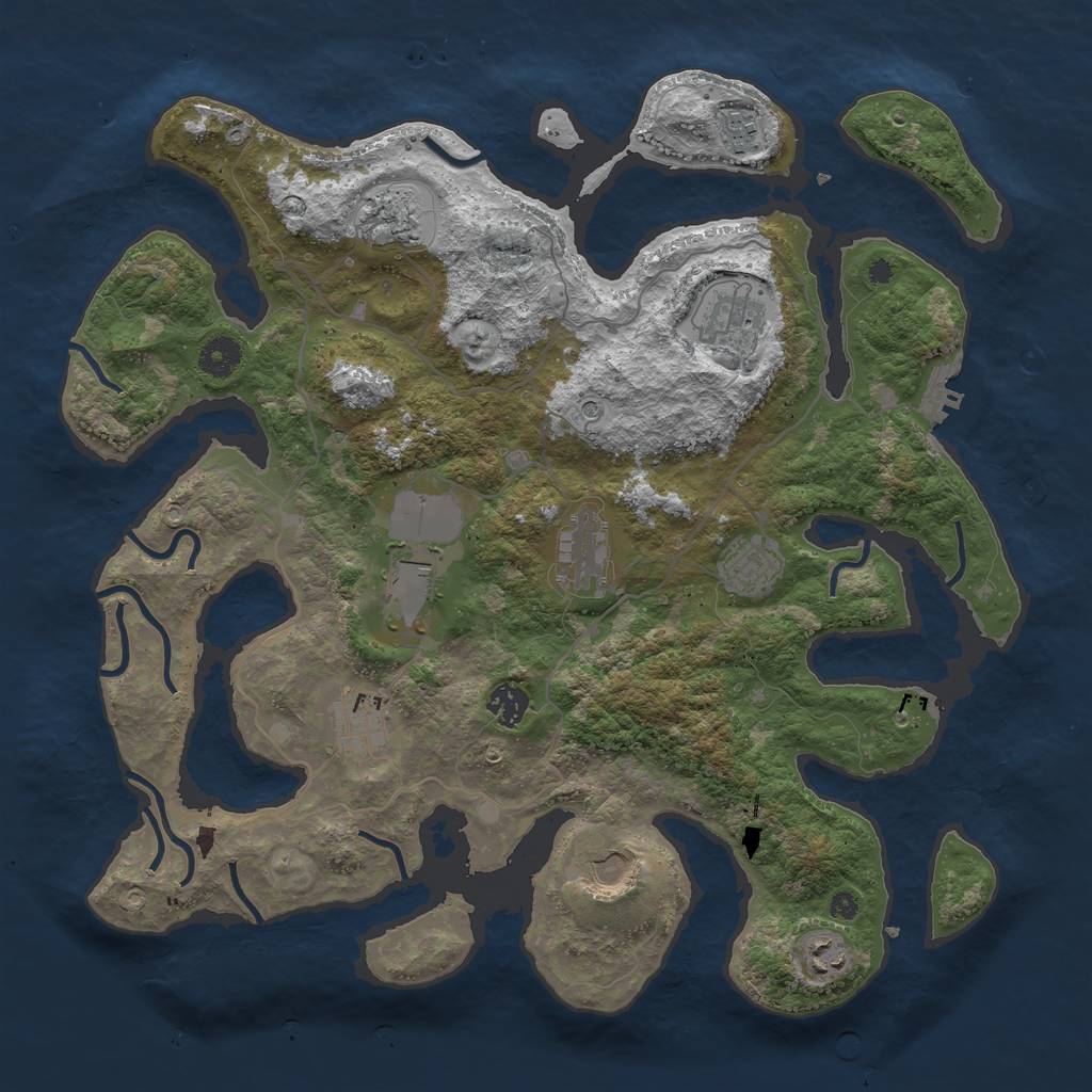 Rust Map: Procedural Map, Size: 4000, Seed: 1215343405, 14 Monuments