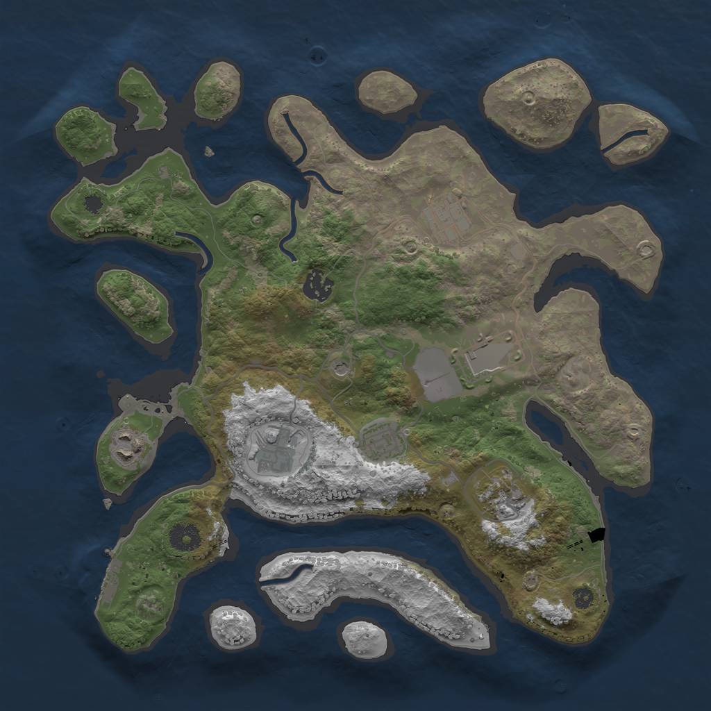Rust Map: Procedural Map, Size: 3500, Seed: 1045815559, 11 Monuments