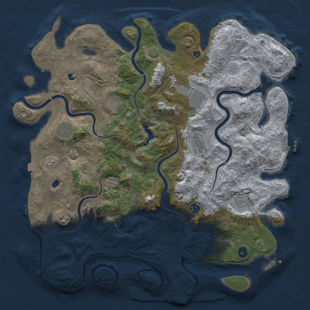 Rust Map: Procedural Map, Size: 4500, Seed: 5721, 14 Monuments